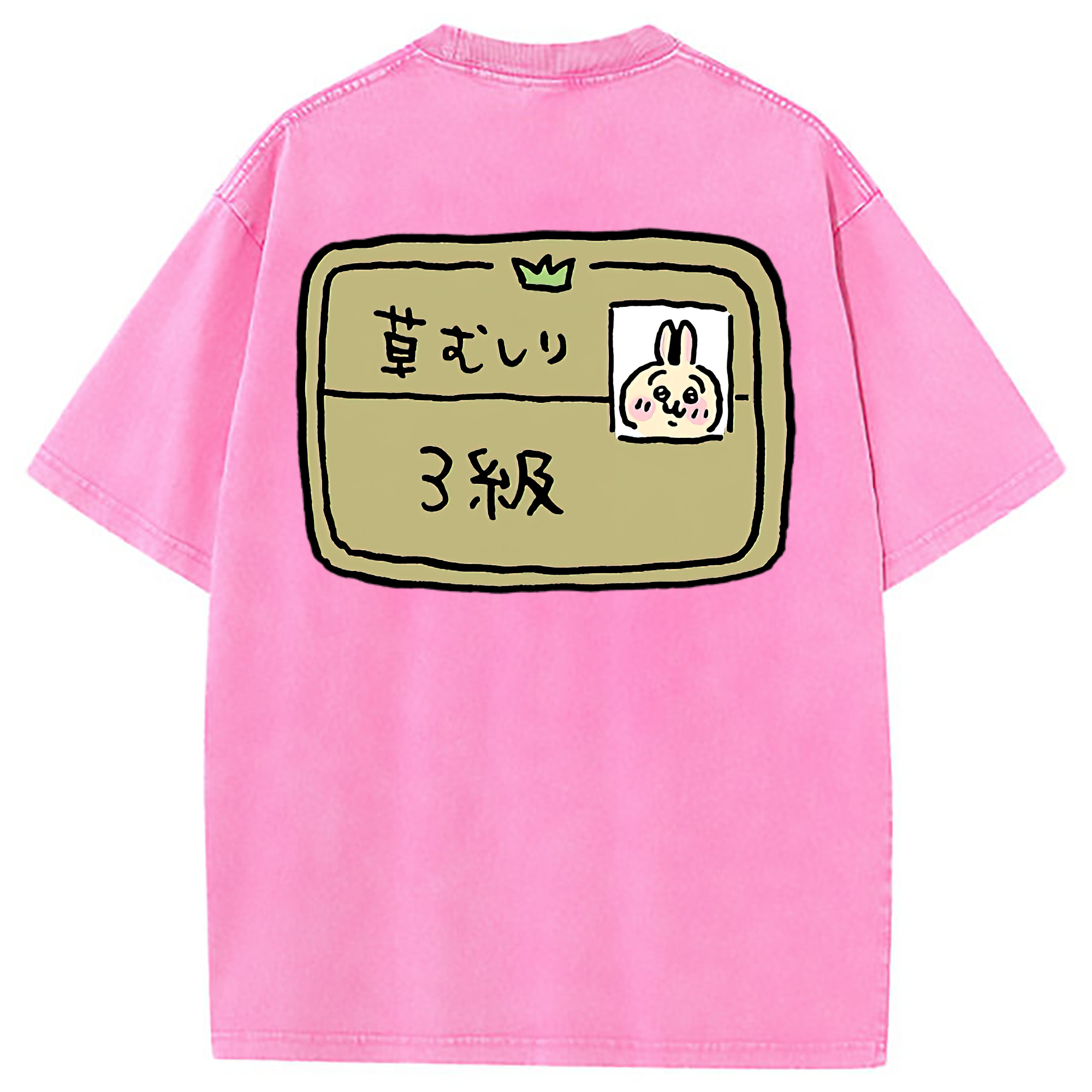 （画像用） ちいかわ うさぎ Chii-kawa usagi 綿100% ヴィンテージ風 半袖Tシャツ（背面プリント）